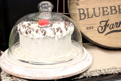 Just Dough It strawberry topper replica on cake prop for authentic visuals.