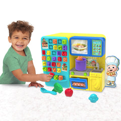 Just Play CoComelon Learning Kitchen stovetop music button plays songs.