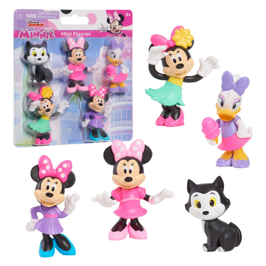 Just Play Minnie Mouse mini figure in purple dress for imaginative play.