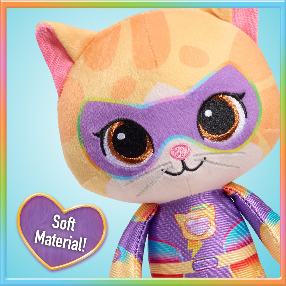 Just Play Sparks plush with stitched details showcasing Bengal spots and Su-Purr Charged look.