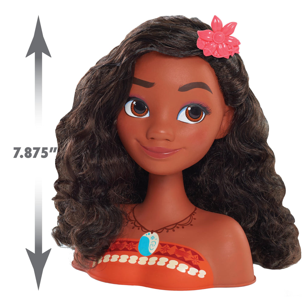 Just Play Moana styling head with elastic bands enables quick updos