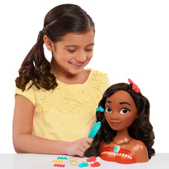 Just Play Moana styling head with long black hair for brushing, braiding, and creative styling