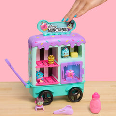 Just Play Disney Munchlings Ice Cream Cart side view shows included accessories for pretend scooping
