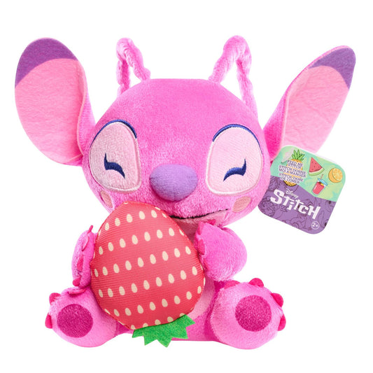 Just Play Disney Stitch Angel with Strawberry plush for soft cuddle moments and imaginative play.