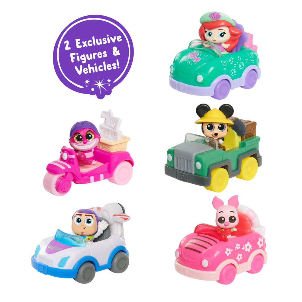 Just Play Doorables Lets Go Figures and Vehicles closeup 2 emphasizes colorful details for pretend travel.