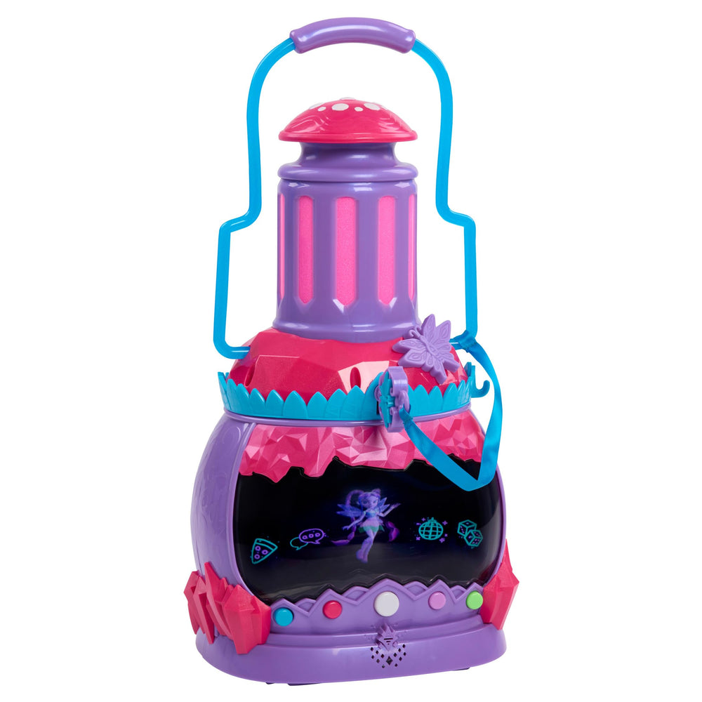 Just Play HOLOBRITE Pixie Lantern Wren dances as she exits the lantern for real-world play.