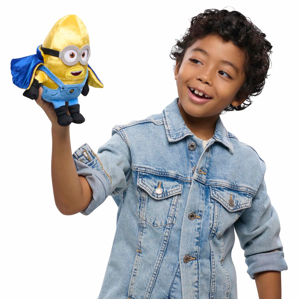 Just Play Illumination Mega Dave squooshy plush with slow foam for calming squeezing play.