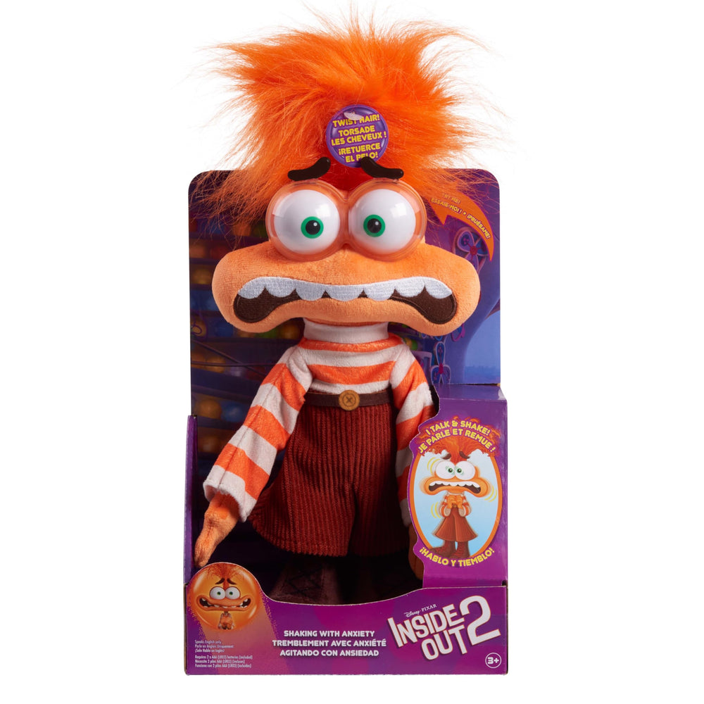 Just Play Anxiety plush has a red hair tuft for imaginative styling.