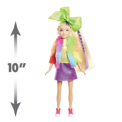 Just Play JoJo Siwa fashion doll with rainbow jacket and purple skirt for storytelling