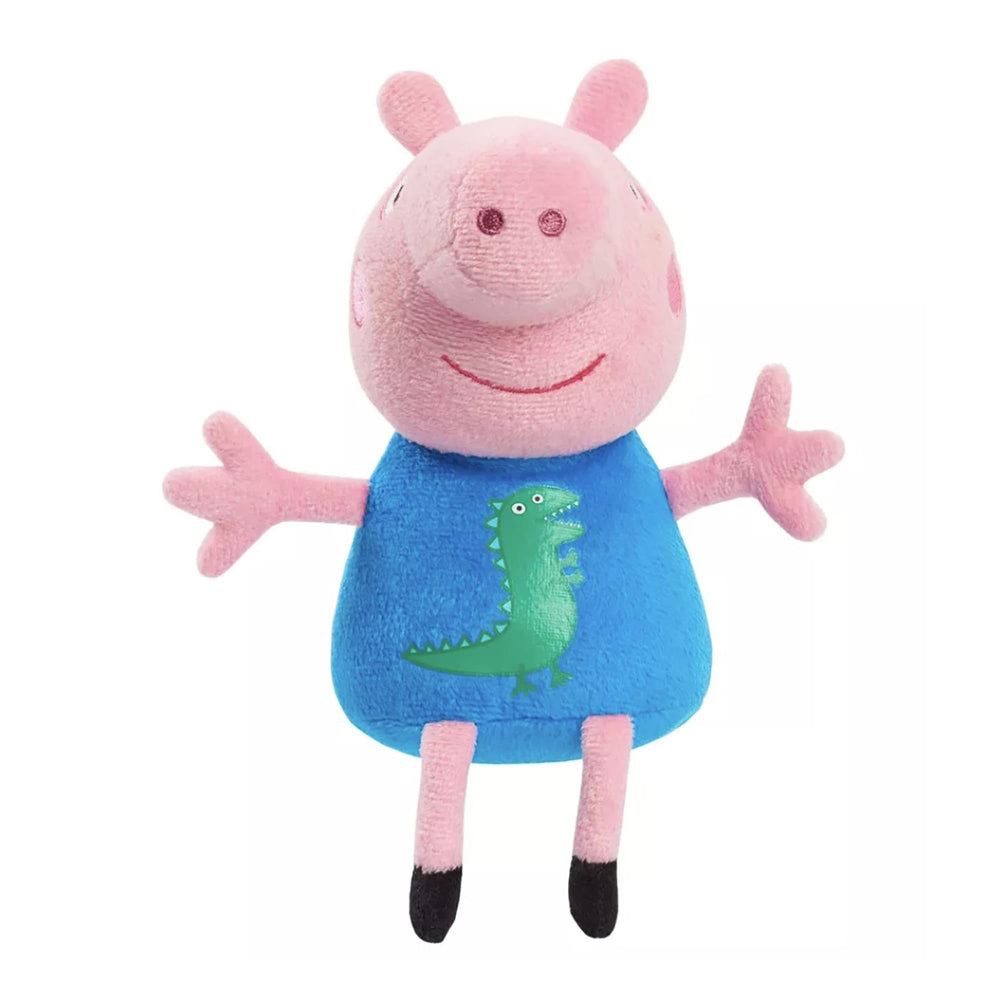 Just Play Peppa Pig George 6-inch bean plush with blue shirt, a cuddly bedtime buddy.