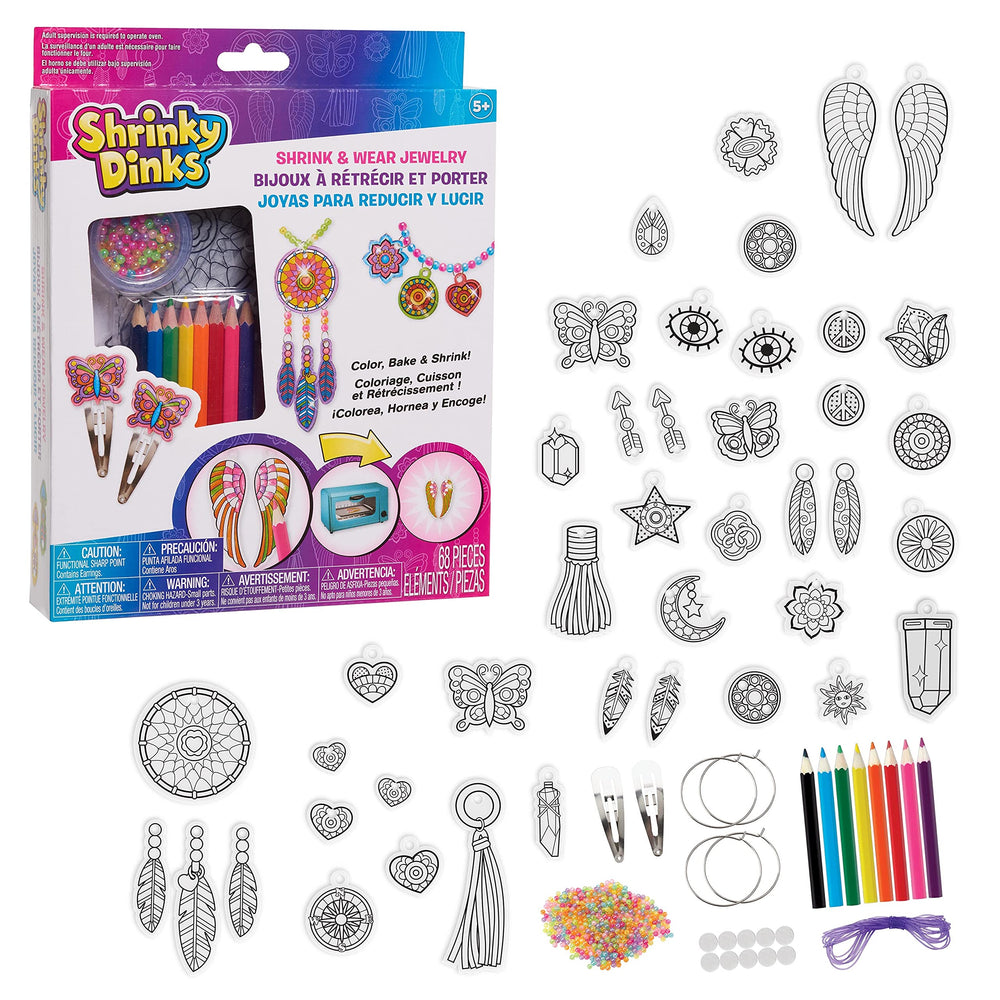 Just Play Shrinky Dinks colored pencils for vibrant jewelry design.