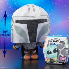 Just Play Star Wars Doorables Puffables Grogu 10-inch plush featuring glittery eyes for collectibility.