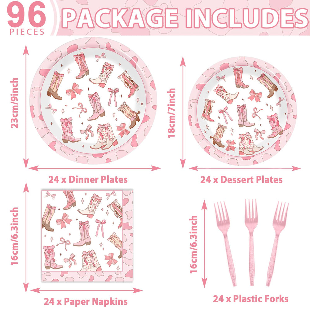 Justforjoyful coquette bow cowgirl plates 7 inch for courses and quick cleanup