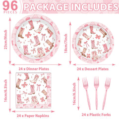 Justforjoyful coquette bow cowgirl plates 7 inch for courses and quick cleanup