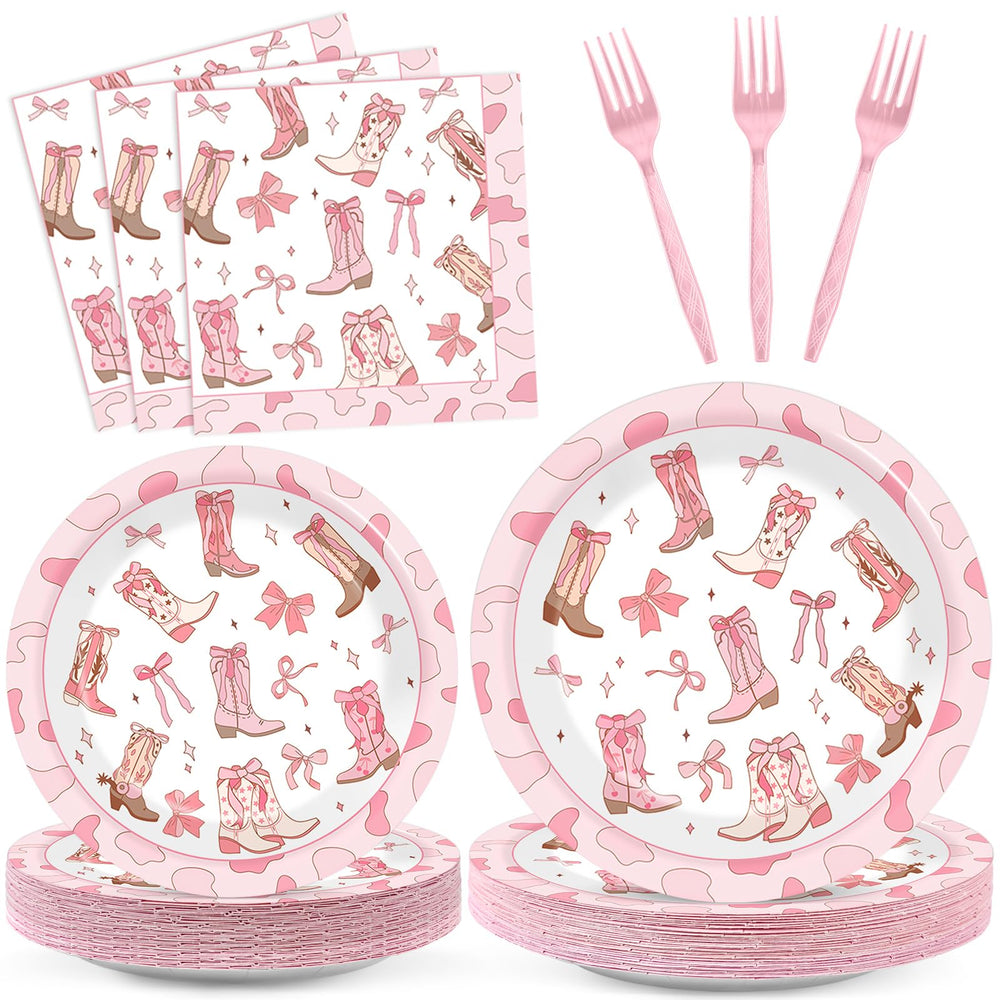 Justforjoyful coquette bow cowgirl plates 9 inch for sturdy serving at birthdays