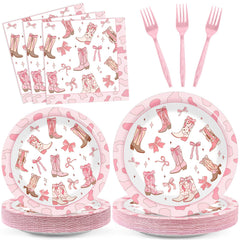Justforjoyful coquette bow cowgirl plates 9 inch for sturdy serving at birthdays