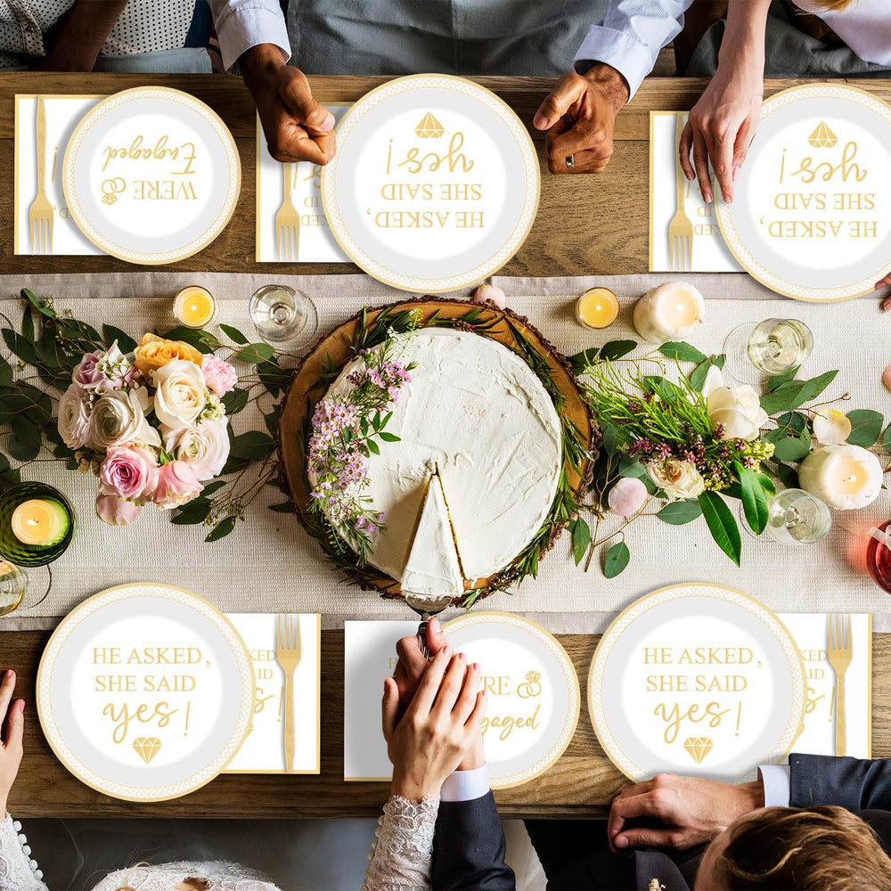 Justforjoyful-ring-diamond-illustrations decorate the party table.