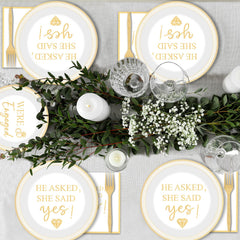 Justforjoyful-she-said-yes-banner enhances engagement party decor.