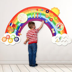 Justforjoyful Sunshine Rainbow Wall Panel designed for engaging color recognition and sensory play.