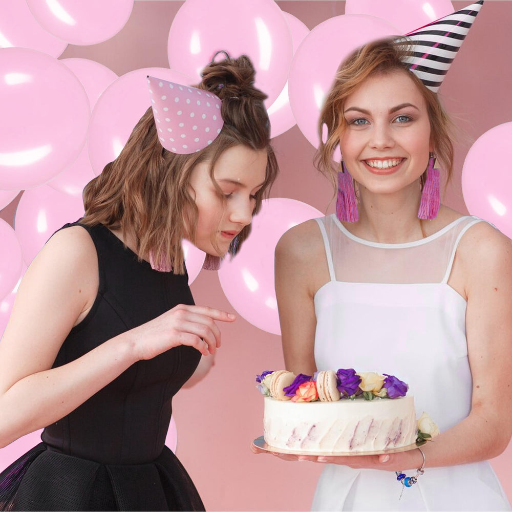JUSTOTRY 6-inch Baby Pink link balloons used for decorative festooning.