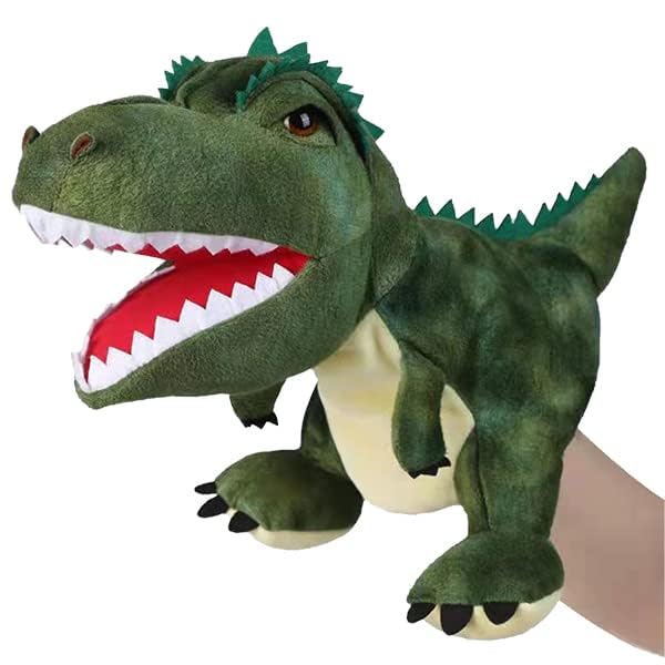 JUSTQUNSEEN dinosaur hand puppet eye detail for expressive storytelling