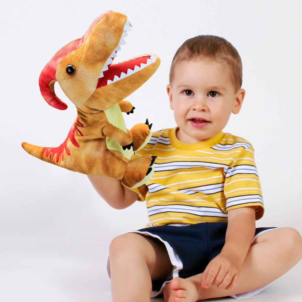 JUSTQUNSEEN easy to clean fabric puppet designed for durable play sessions.