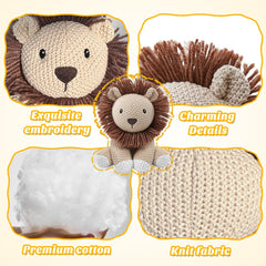 JUSTQUNSEEN Lion stuffed animal texture closeup emphasizes plush cotton fibers