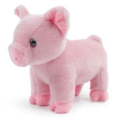 JUSTQUNSEEN pig stuffed animal front view, a soft, safe hug buddy for kids.