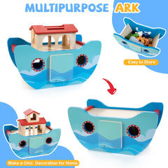 JUSTWOOD Noahs Ark giraffes and elephants set encourages matching and fine motor skills.