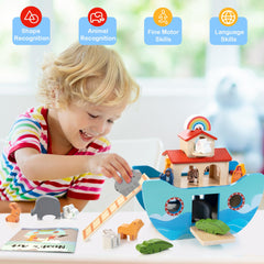 JUSTWOOD Noahs Ark storage top allows neat cleanup after play.