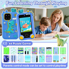Jusvenmt dinosaur phone kid using, hands-on learning during playtime.