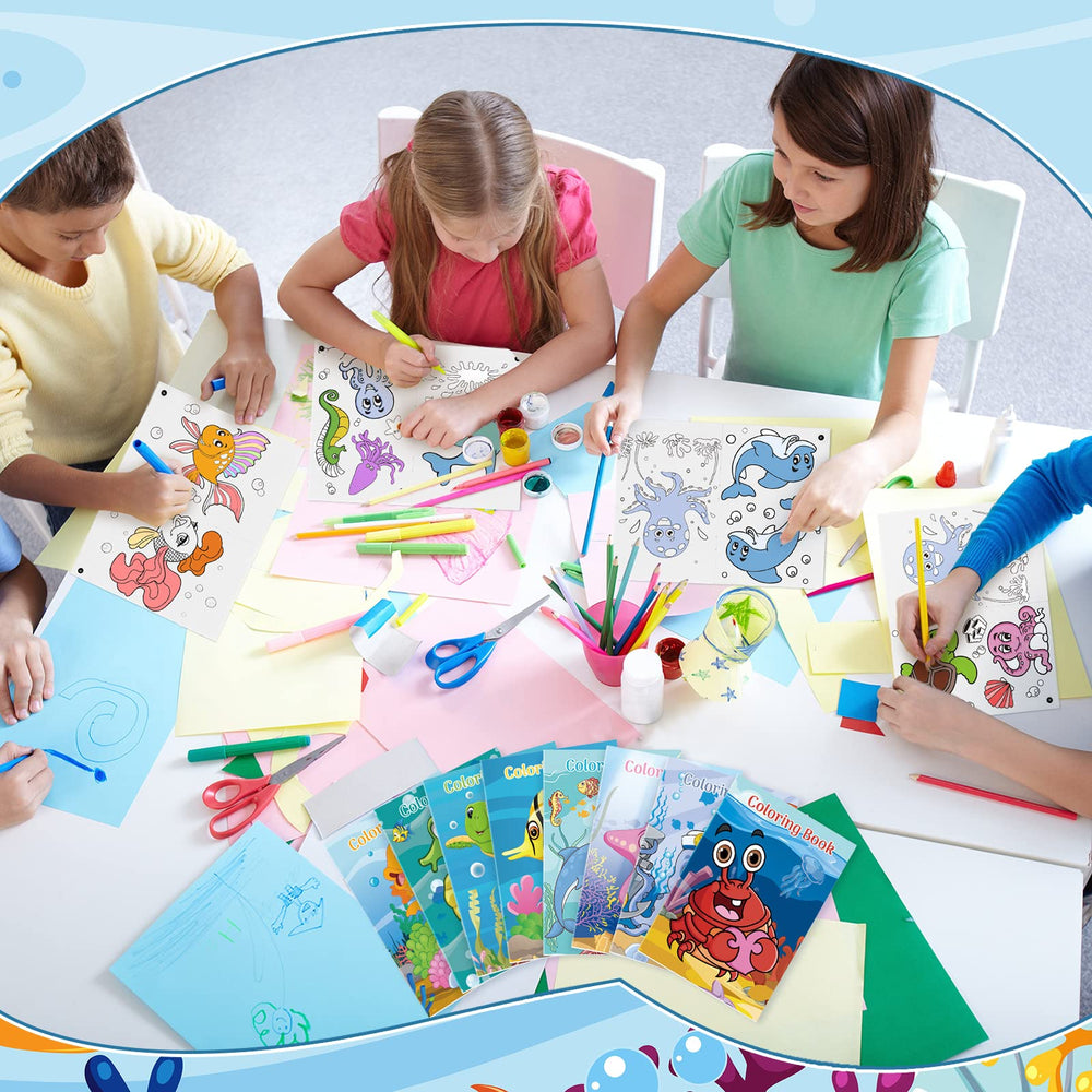 Jutom double-sided sea animal pages maximize coloring fun and value