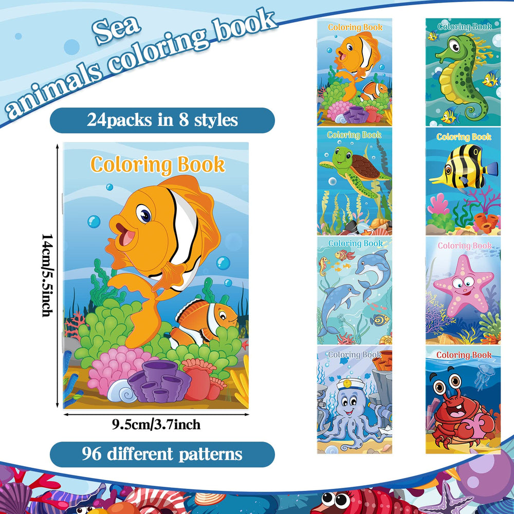 Jutom sea creatures coloring pages: six pages per book, compact and portable
