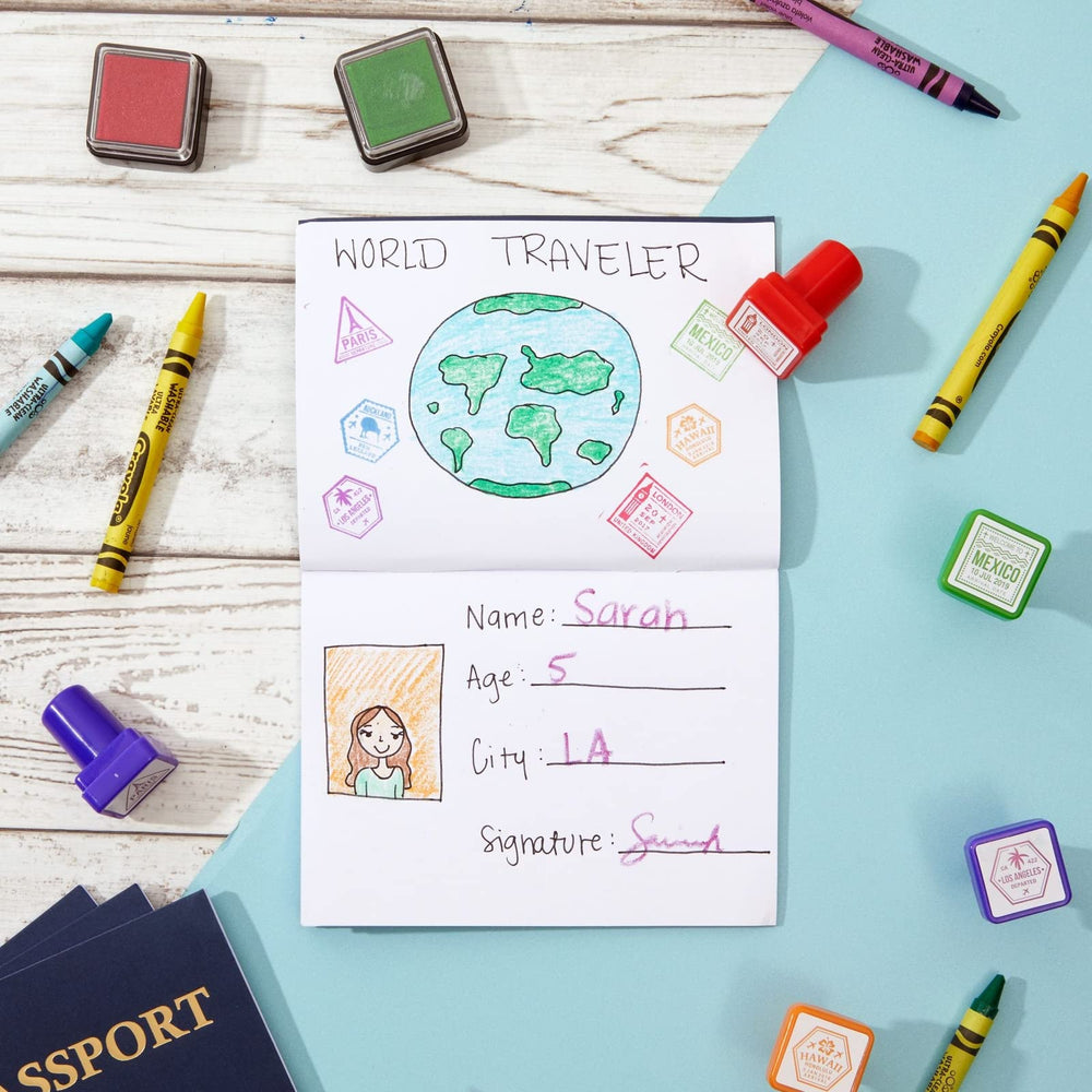 Juvale Kids Passport Book interior shows blank pages ready for drawings