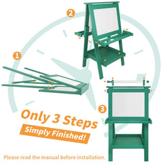 JUZBOT Easel folded for space-saving storage after art sessions.