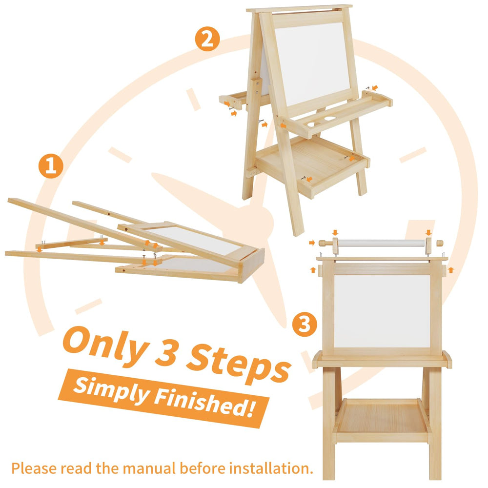 JUZBOT easel height-adjustment showing four heights for growing kids