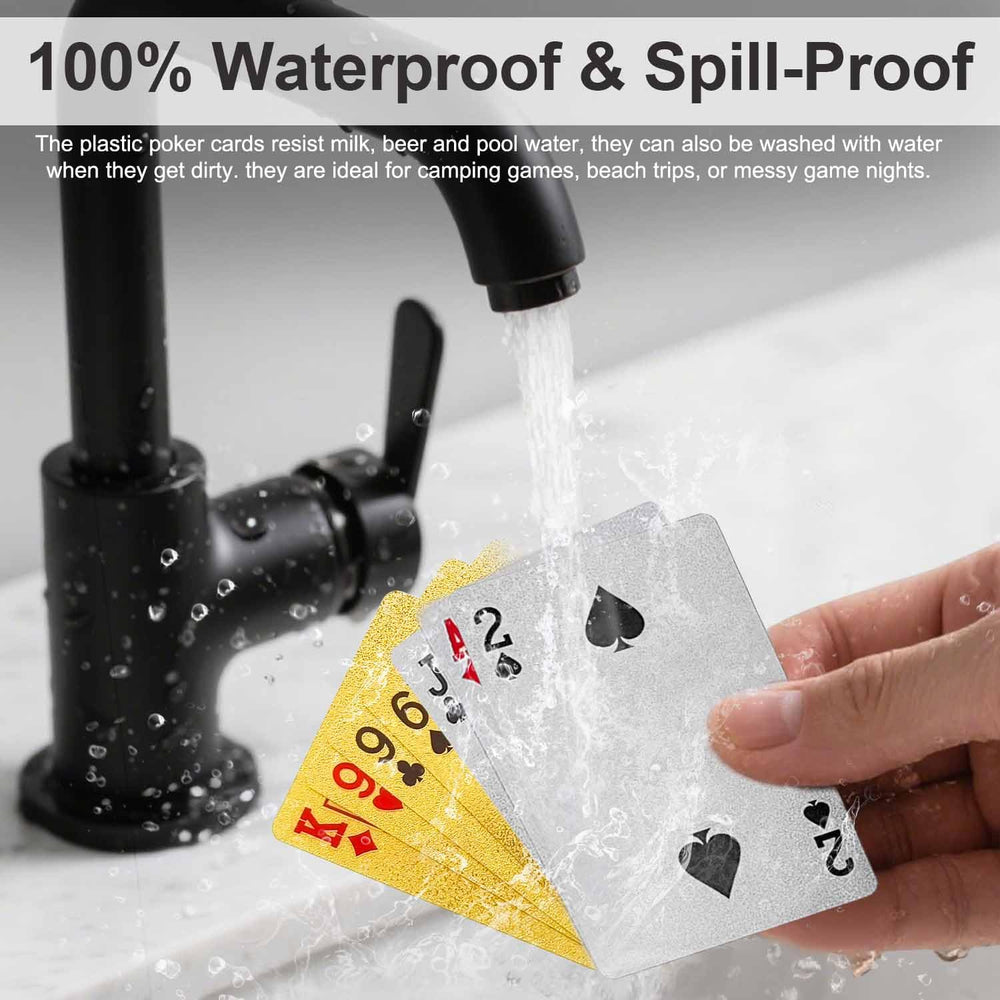 JWENUPDE waterproof cards by poolside with spill protection