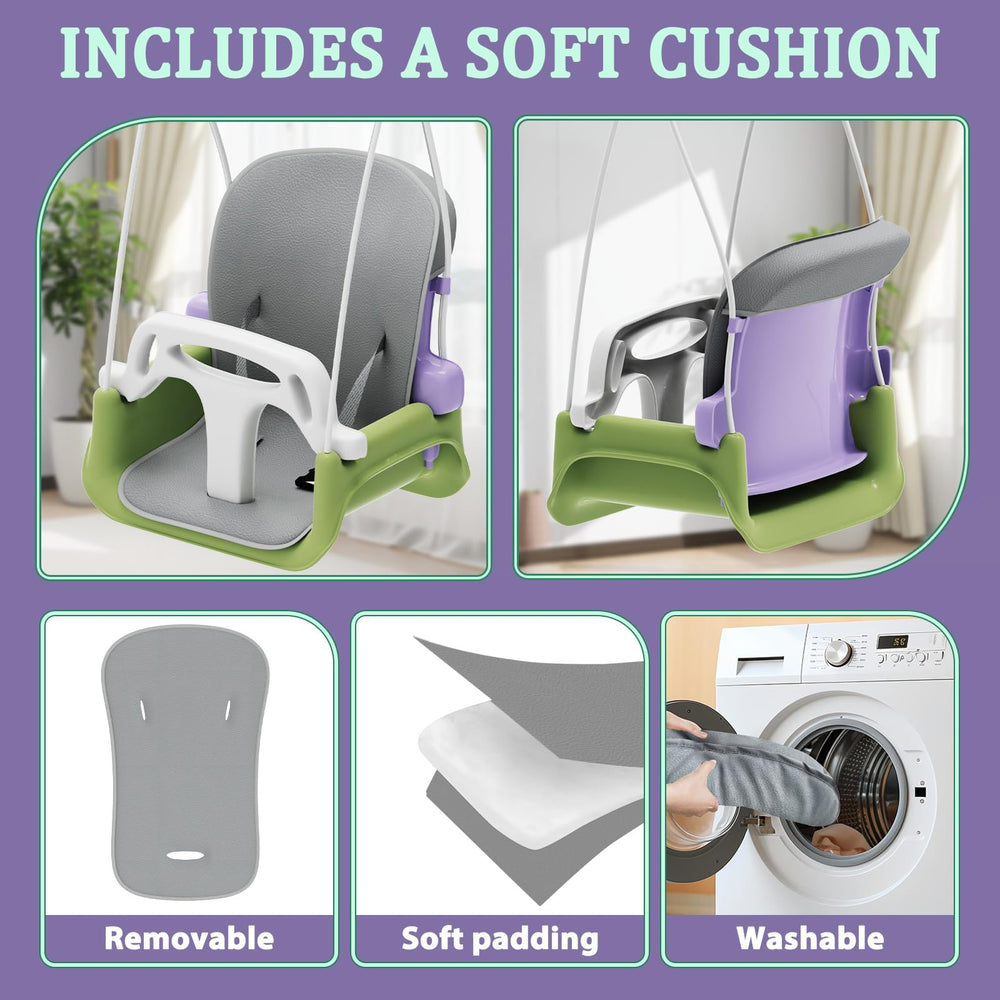 JWPEHO foldable swing frame enables easy storage after joyful play sessions.