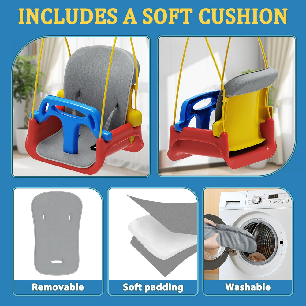 JWPEHOE toddler swing with foldable metal frame for easy storage