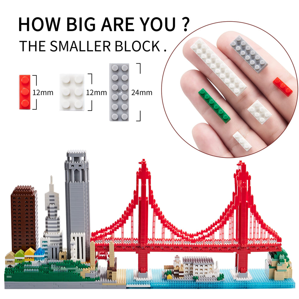 JXRLMB Golden Gate Bridge mini model close-up showing burr-free, snug-fit parts.