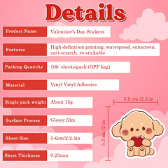 JXSDWANG valentines stickers for party decor and gift bags