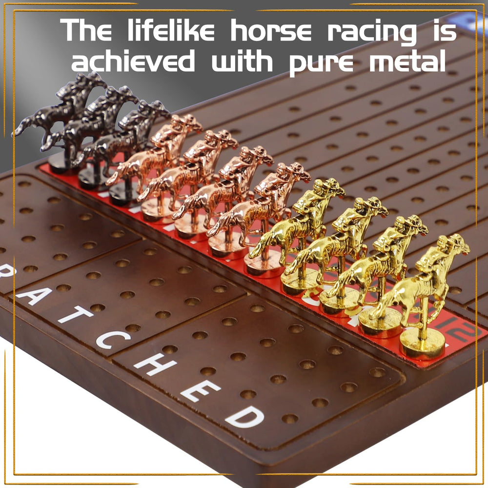Close-up of Jyquorp metal horses racing along the track for durability