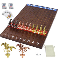 Jyquorp Metal Horse Race Board Game on a wooden board for family fun