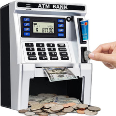 Jyusmile ATM piggy bank demonstrates real money deposits for hands-on savings learning