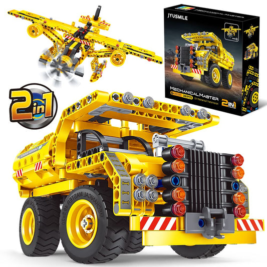 Jyusmile STEM toy 2-in-1 truck and airplane model for creative building play.