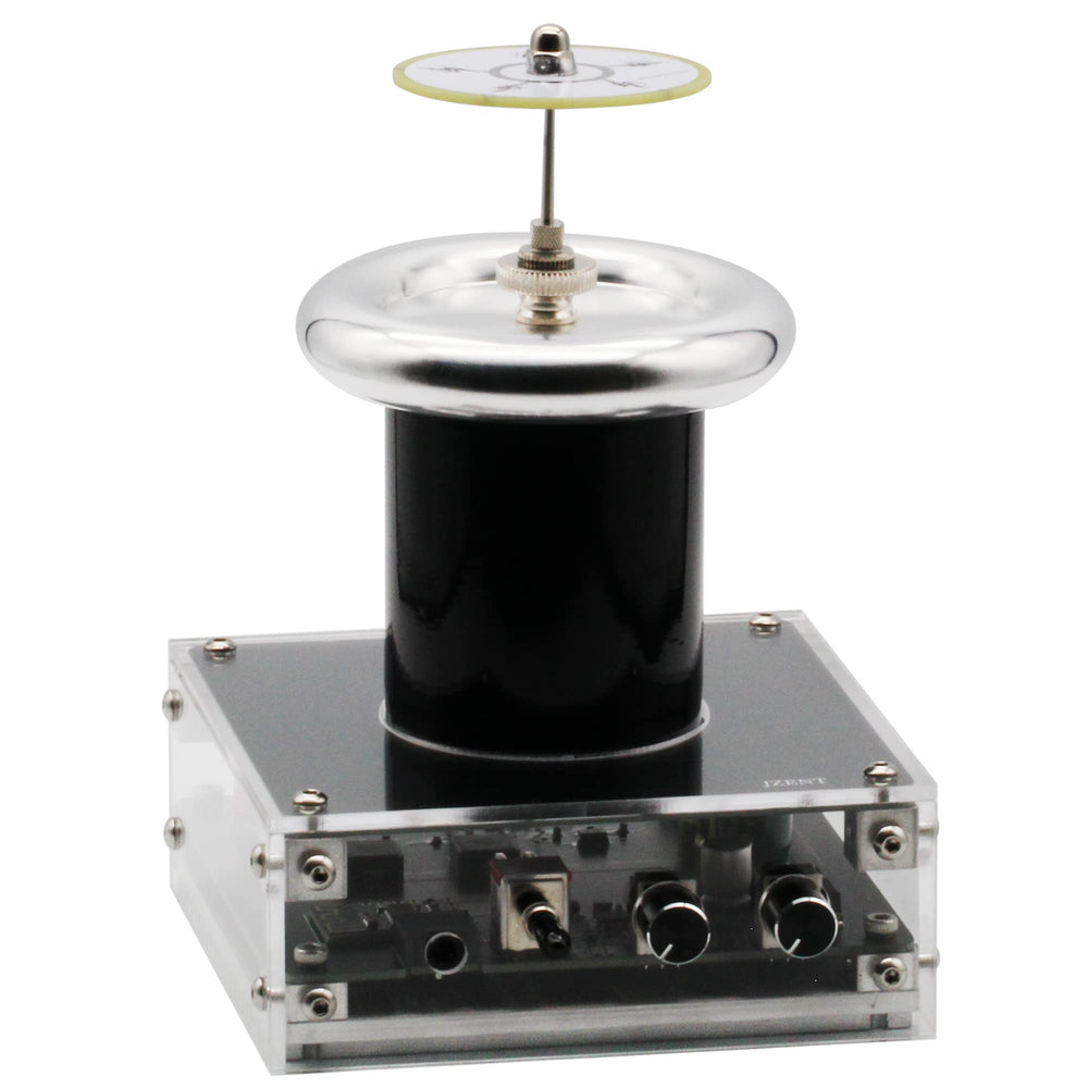 JZENT Bluetooth Music Tesla Coil round-top discharge arc display for classroom demonstrations.