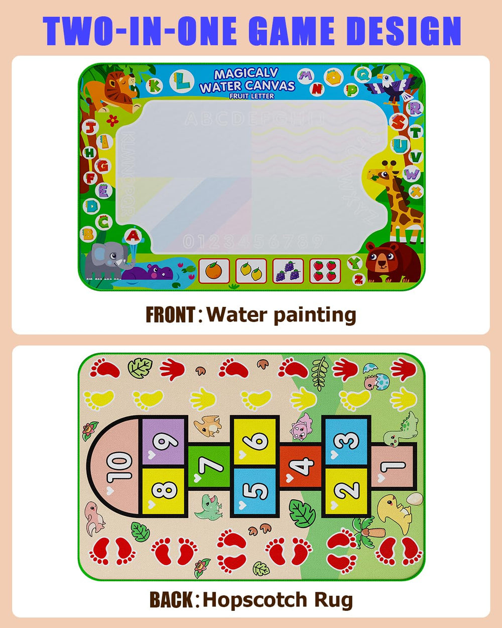 JZSIJ backpack storage included with the water doodle mat for easy travel.