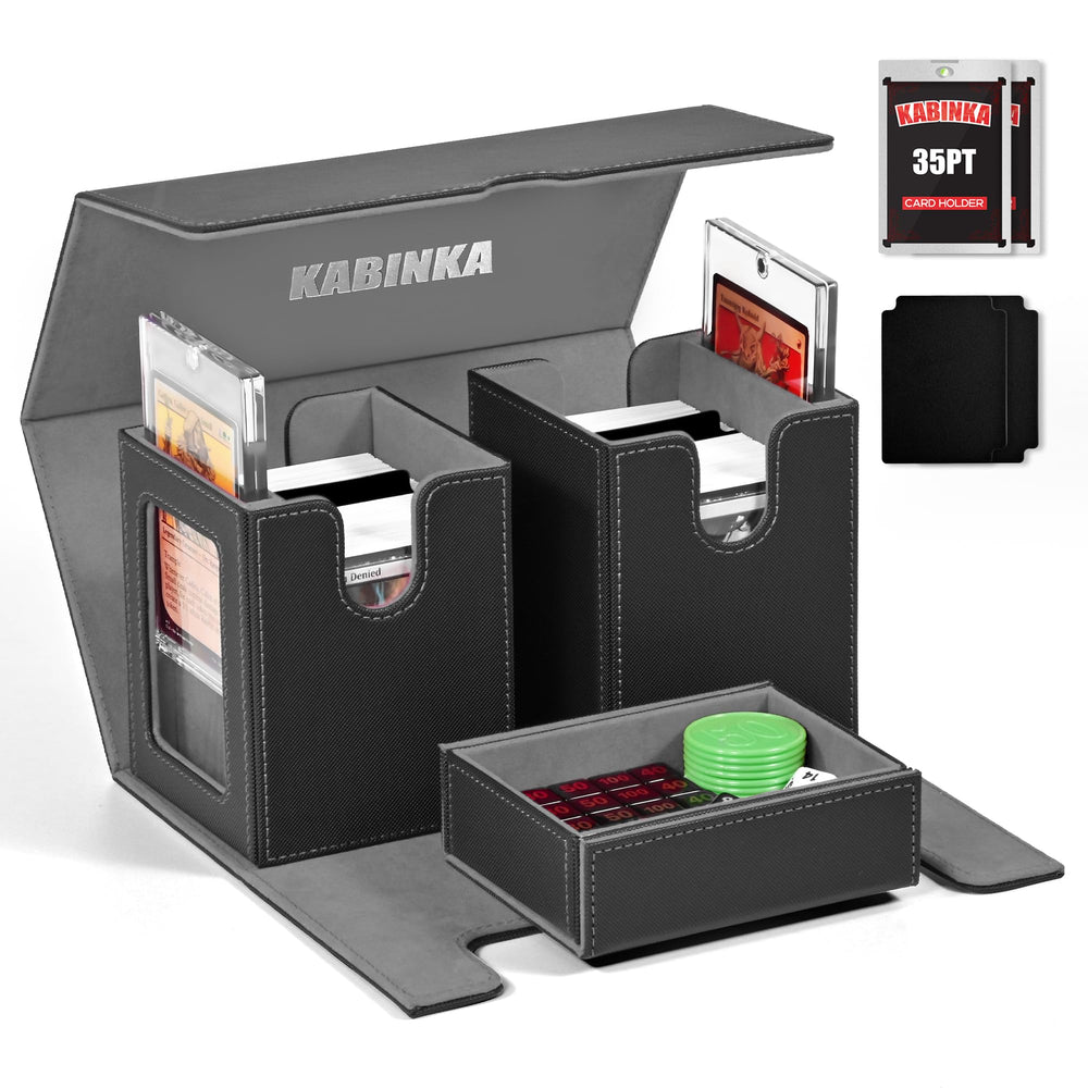 Kabinka deck box commander display window with magnetic bricks showcases your favorite cards.