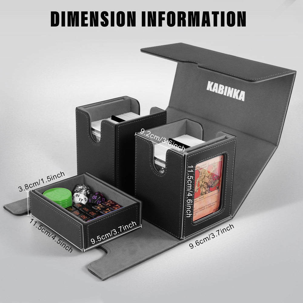 Kabinka deck box includes removable dice tray for tokens and counters.