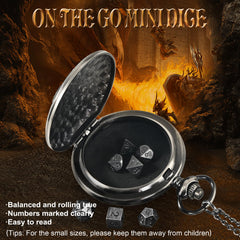 Detailed view of Kabinka DND metal dice with balanced surfaces